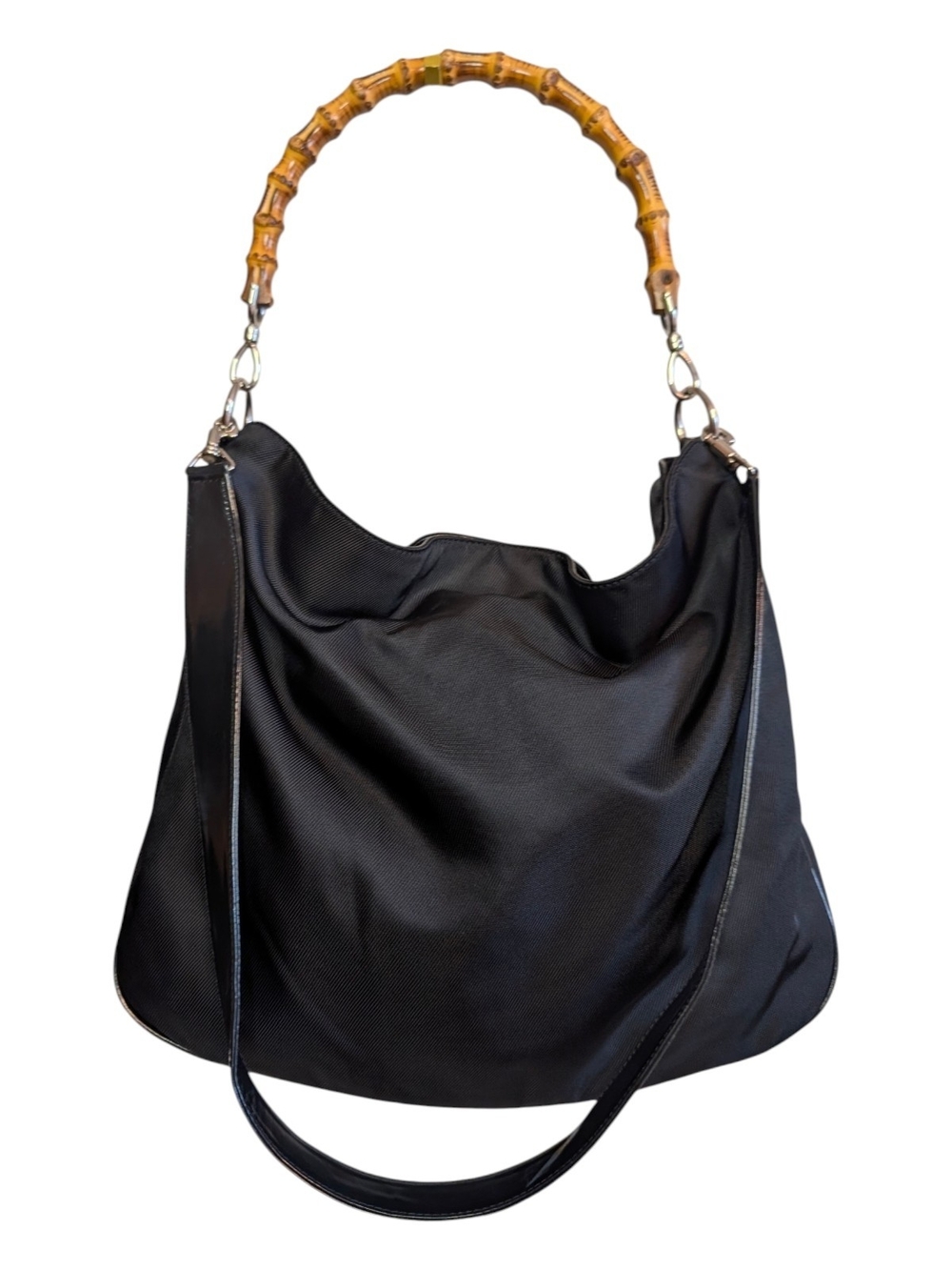 Gucci Vintage Bamboo Navy Hobo Shoulder Bag - EUC!